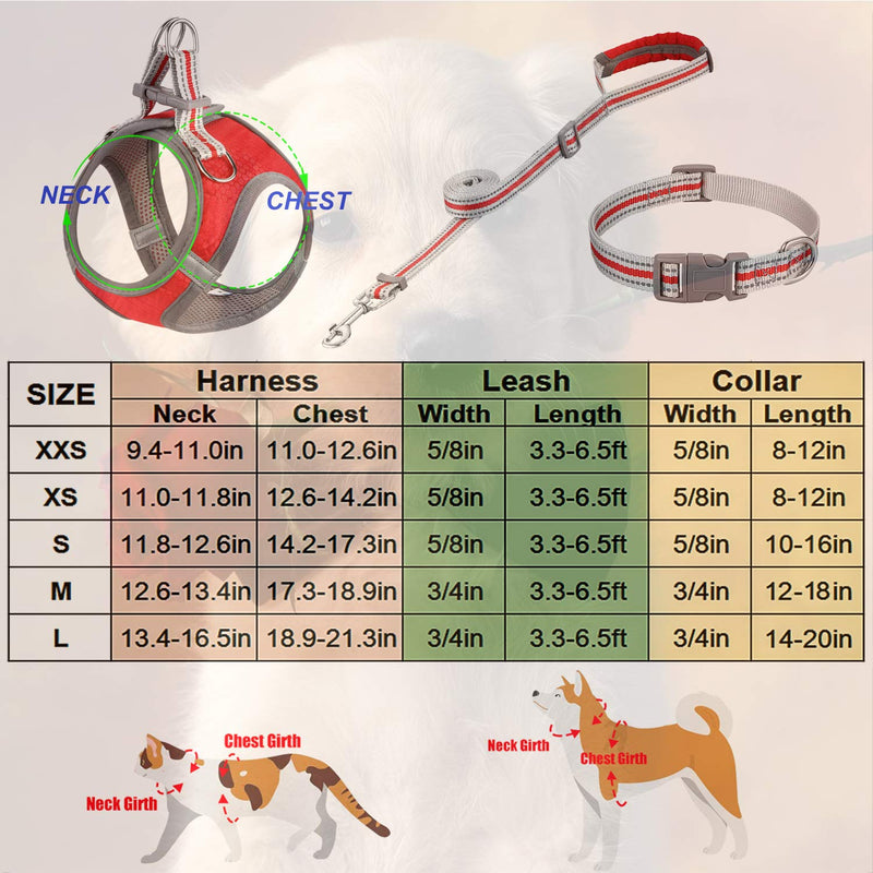 JSXD Small Dog Harness,Puppy Harness,Adjustable Leash and Collar Set for Small Dogs,Step-in Dog Harness,3M Reflective Pet Dog Vest for Small Medium Puppy XXS:Neck 9.4-11.0"|Chest 11.0-12.6" Black - PawsPlanet Australia