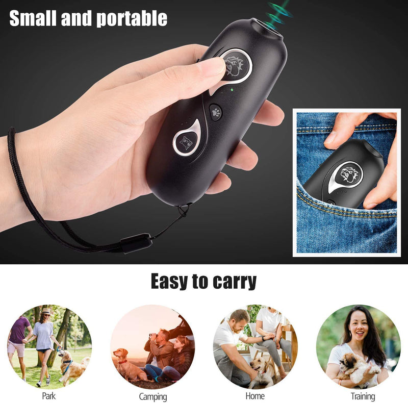 Piroir Dog Traner, USB Rechargeable Ultrasonic Anti Barking Device,2 in 1 Double Frequency Mode Dog Training Aid Control,17ft Range Handheld Wrist Strap Outdoor Indoor Sonic Anti-bark Repellent - PawsPlanet Australia