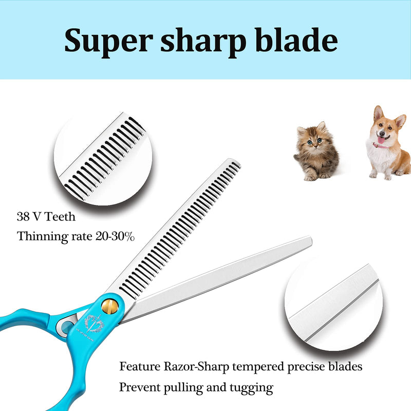 DRAGON RIOT 6.5" Professional Dog Thinning Grooming Scissors Razor Sharp Pet Hair Thinning Shear Ultra Lightweight Grooming Shear for Dogs and Cats (Thinning) C.Thinning Shear - PawsPlanet Australia