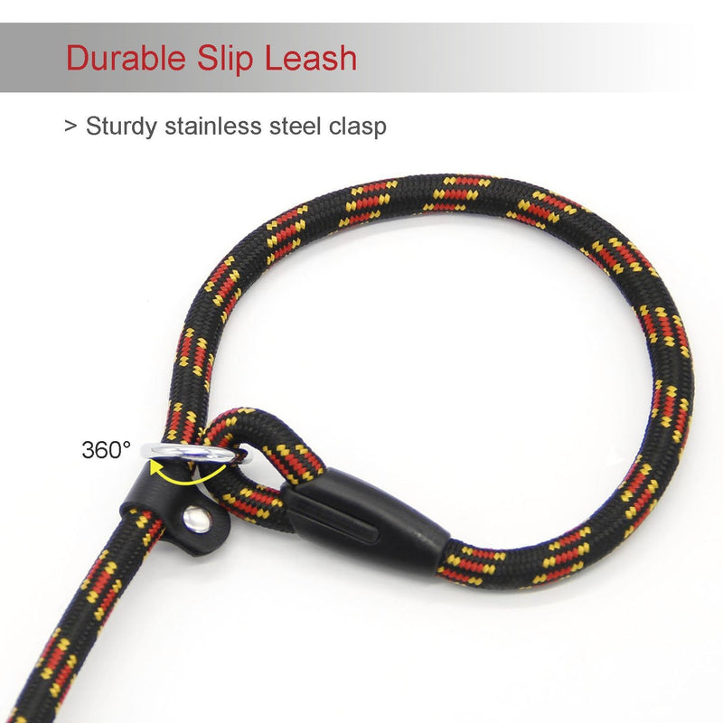 Coolrunner Durable Dog Slip Rope Leash, 5 FT Dog Training Leash, Strong Slip Lead, Standard Adjustable Pet Slipknot Nylon Leash for Small Medium Dogs(10-80 lb) Black - PawsPlanet Australia