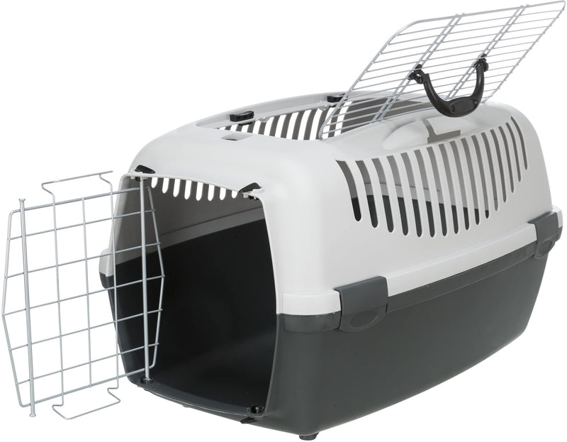 Trixie Capri III Open Top Transport Box, 40 × 38 × 61 cm, 2.5 Kg, Light Grey/ Grey - PawsPlanet Australia