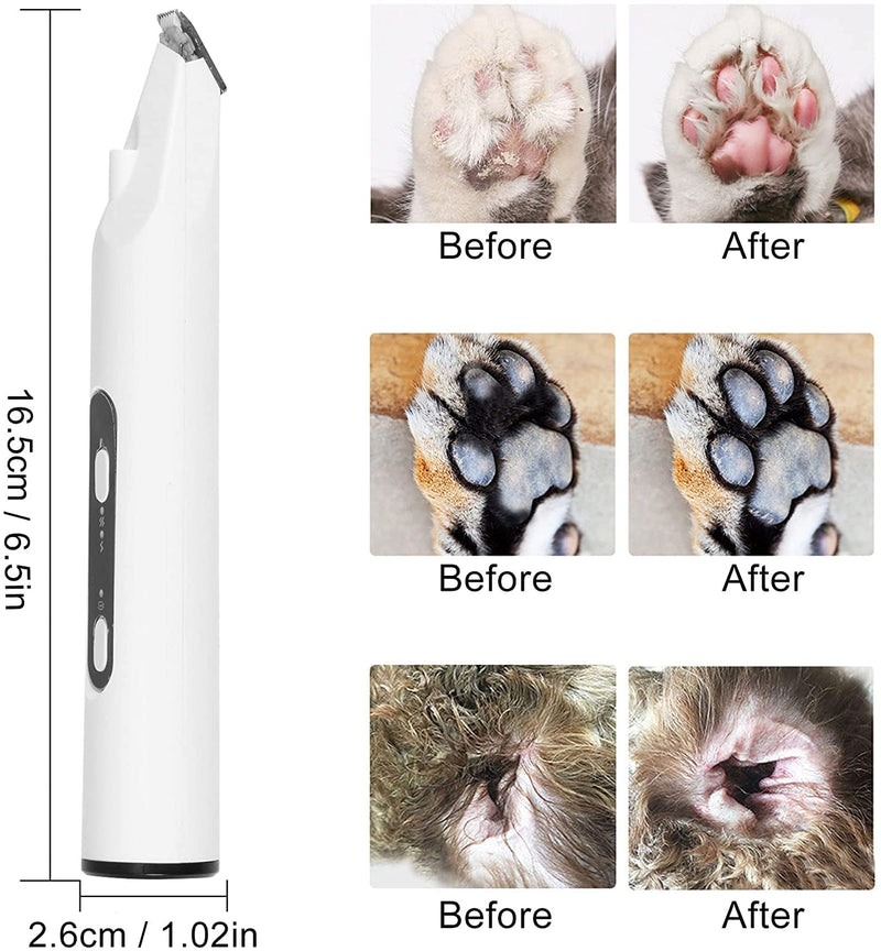 NW Dog Clipper Professional Cat Dog Paw Trimmer with LED Light and Cat Ringworm Lamp, Rechargeable Pet Paw Trimmer for Dogs, Cats Paws, Face, Body with 2 Gears Adjustable, White - PawsPlanet Australia