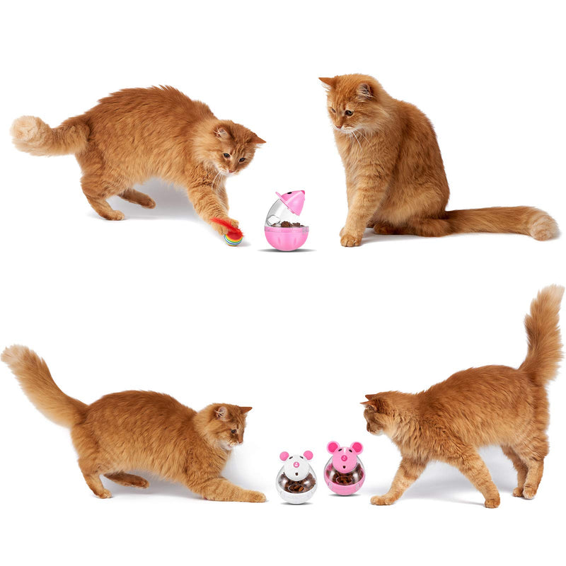 umorismo 4 Pcs Cat Food Ball Dispenser Cat Treat Toy Feeder Toy Tumbler Activity Mice Shaped Pet Treat Dispenser for Interactive IQ Treat Training Mouse Shape - PawsPlanet Australia