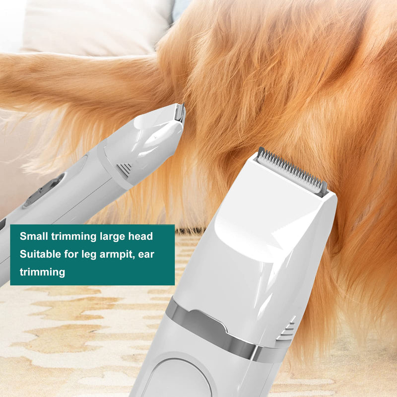 Pet Paw Trimmer, Pet Hair Grooming Trimmer, Dog Clipper Grooming Kit, 4 Blades, Low Noise Cordless Rechargeable Pet Paw Trimmer, White - PawsPlanet Australia