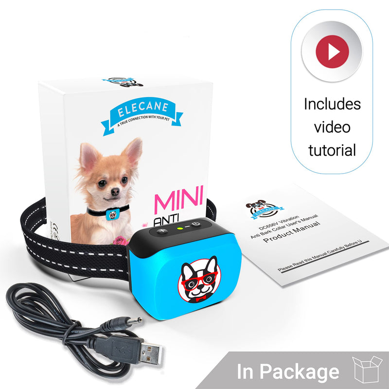 Small Dog Bark Collar Rechargeable – Smallest Bark Collar for Small Dogs 5-15lbs - Most Humane Stop Barking Collar - Dog Training No Shock Anti Bark Collar - Safe Pet Bark Control Device Blue - PawsPlanet Australia