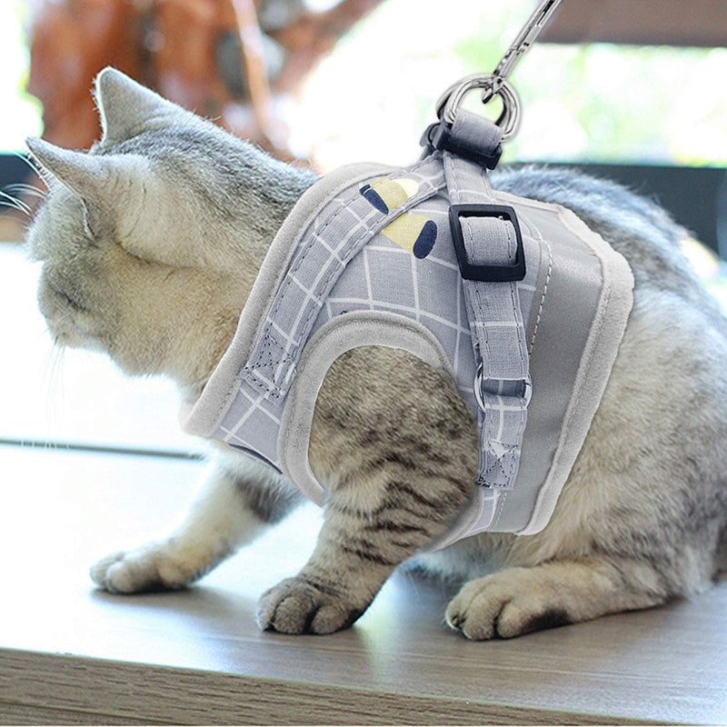 Vetoo Adjustable Cat Harness Escape Proof, Reflective Kitten Harness and Leash Set for Walking, Dog and Cat Universal Pet Harness for Cats Kittens Puppies and Small Dogs S(Chest: 12"-13.6") Grey - PawsPlanet Australia