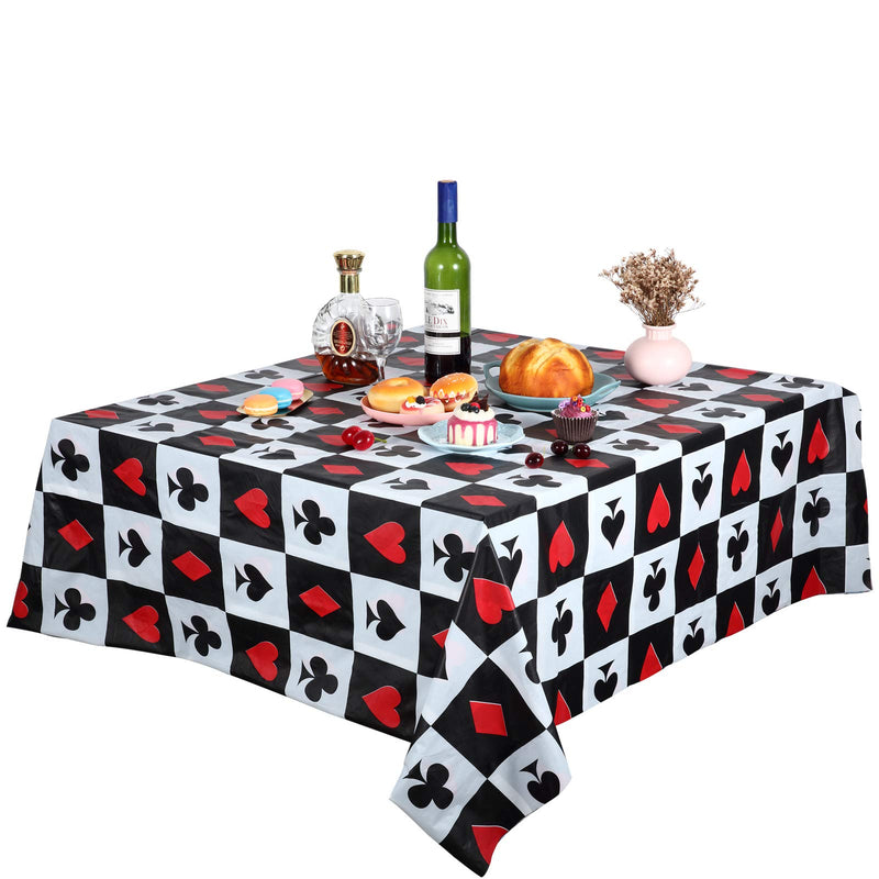 4 Pieces Plastic Casino Party Table Cover Poker Party Tablecloths for Las Vegas Theme Casino Party Decorations, 108 x 54 Inches - PawsPlanet Australia