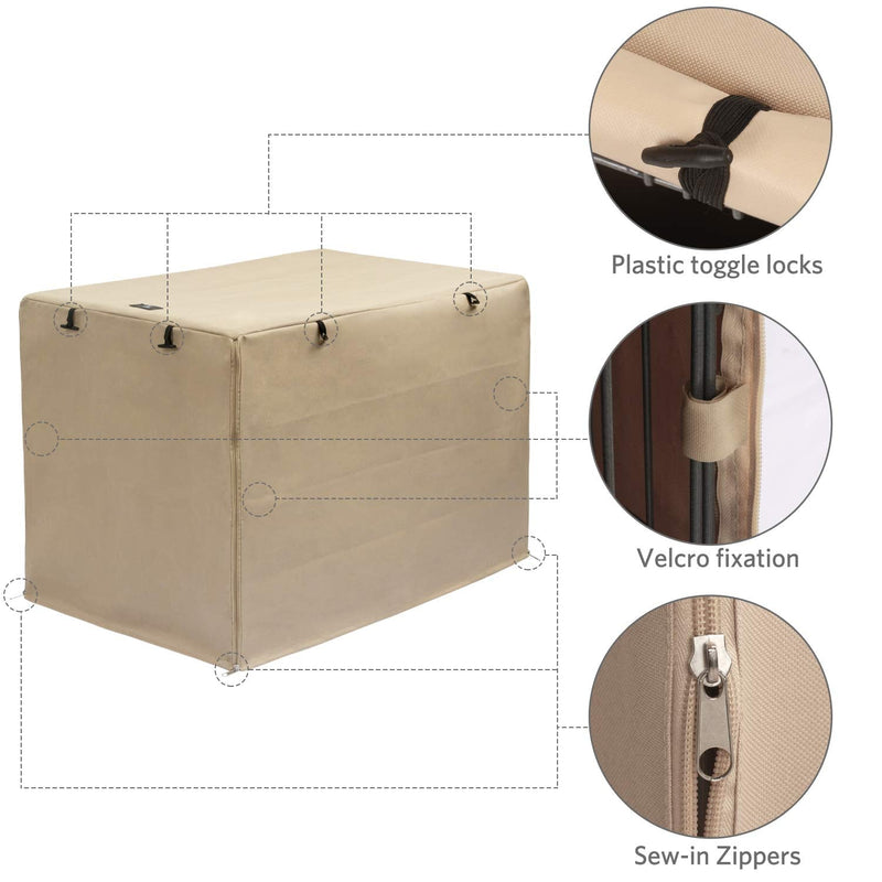 X-ZONE PET Double Door Dog Crate Cover - Polyester Pet Kennel Cover (Fits 24 30 36 42 48 inches Wire Crate) 24 Inch Tan - PawsPlanet Australia