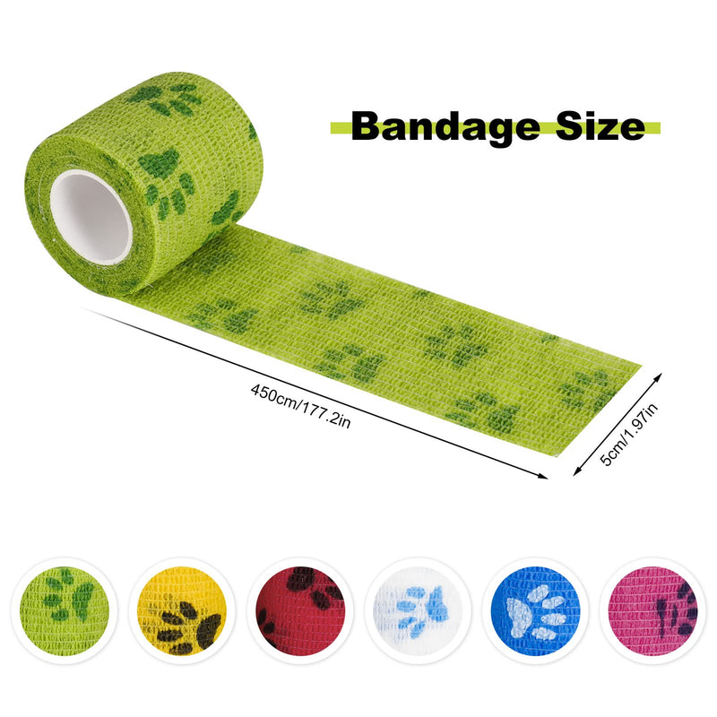 Heyu-Lotus 6 Rolls Pet Vet Wrap, Self Adhesive Cohesive Pet Bandage Non-Woven Elastic Breathable Bandage Tape for Dogs Cats and Horse, Wrist, Ankle,5cm x 4.5m - PawsPlanet Australia