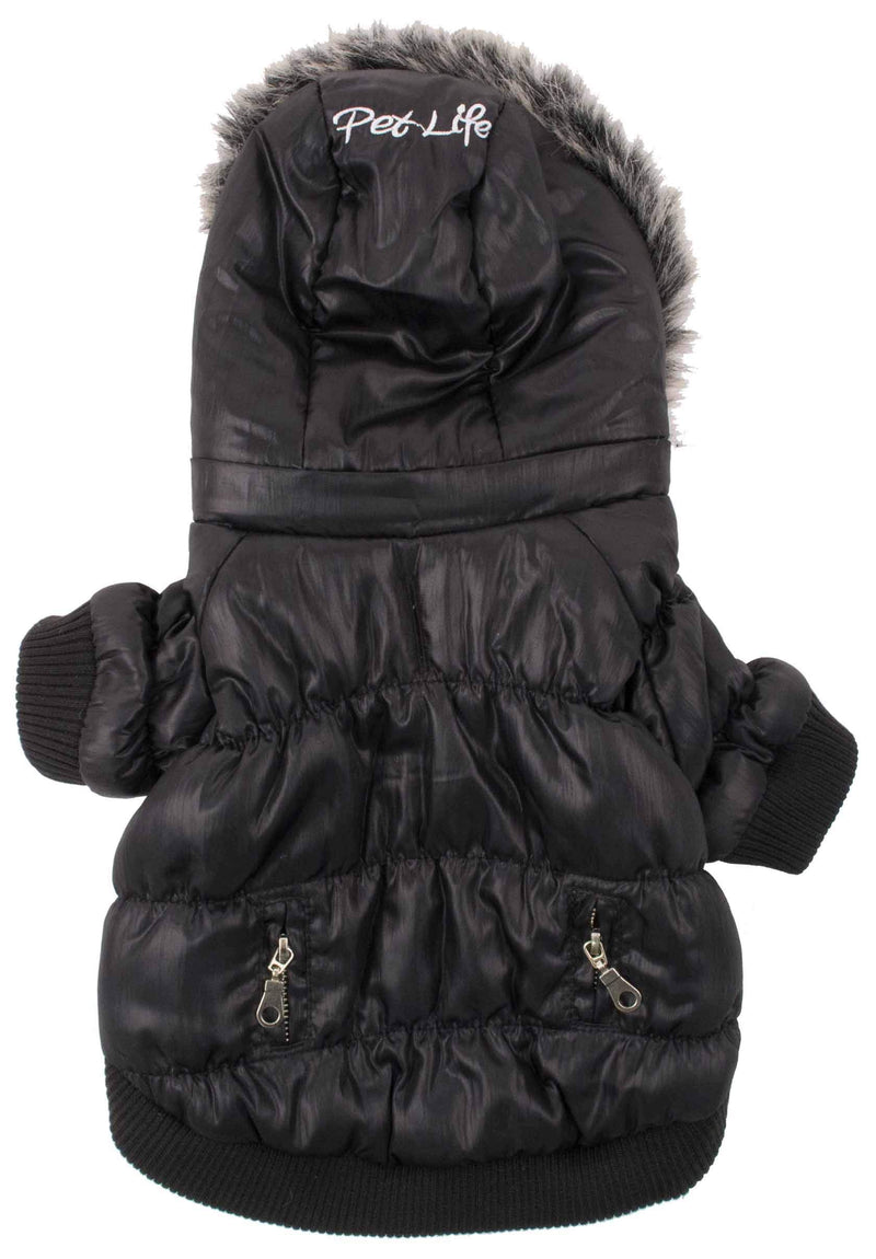 [Australia] - Metallic Fashion Pet Parka Coat Black Medium 