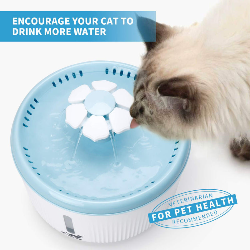 Toozey Cat Water Fountain, 2L Water Fountain for Cats, Automatic Quiet Cat Water Dispenser, Pet Fountain for Cats, Dogs Aqua Blue - PawsPlanet Australia