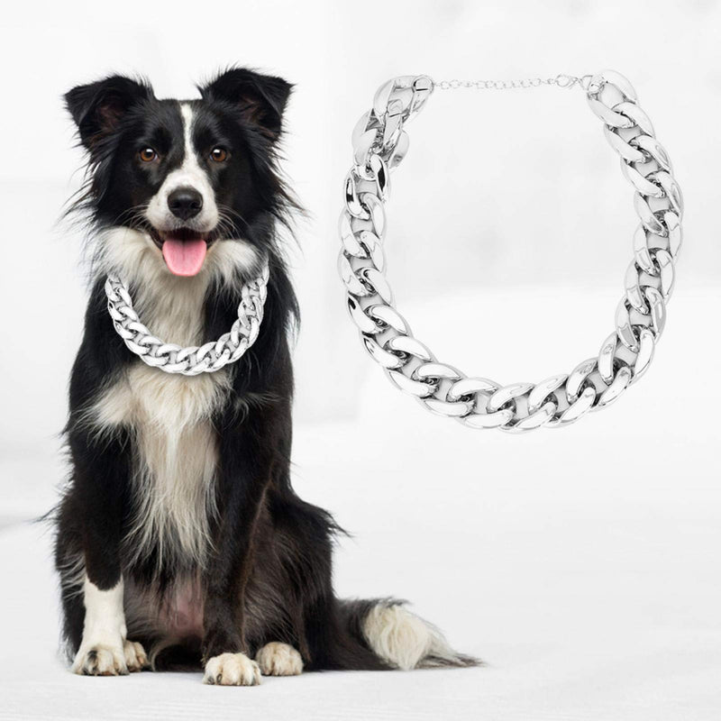Jarchii Gold Dog Chain Choker, Choke Dog Collar, Shiny Plastic Choke Chain Fashionable Cat Puppy for Dog Pet(Silver) Silver - PawsPlanet Australia
