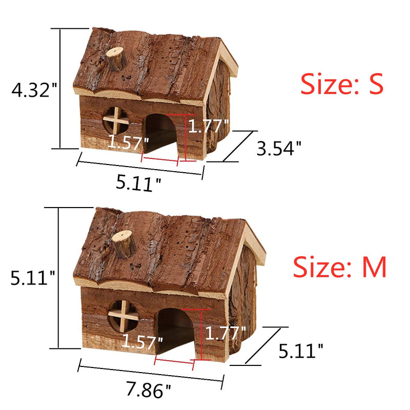 Hamster Wooden House with Chimney Small Pets Hideout for Dwarf Hamster Cage Play Hut S - PawsPlanet Australia