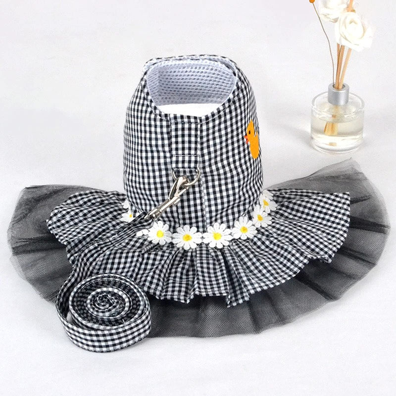 HOSD Outdoor Pet Clothes Dog Harness Dress Poodle Bichon Frise Pomeranian Schnauzer Dog Clothing Princess Costumes Pet Skirt Dropship S black - PawsPlanet Australia