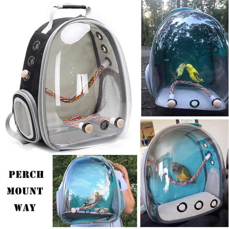 Bird Carrier Backpack, Bubble Bird Travel Carrier Backpack with Stainless Steel Tray Food Cup Standing Perch Black - PawsPlanet Australia