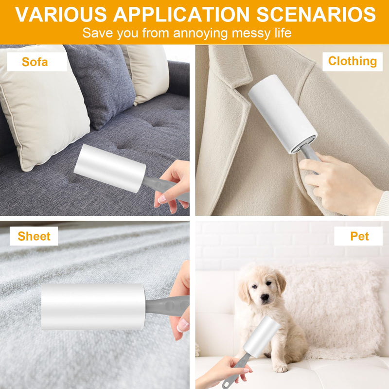 Lint Roller, 10 Rolls Extra Sticky Lint Roller, Pet Hair Remover Extra Sticky Lint Roller with 2 Dispensers for Pet Hair Clothes Sofa Bed Cat Hair Dog Hair (60 Sheets/Rolls) - PawsPlanet Australia