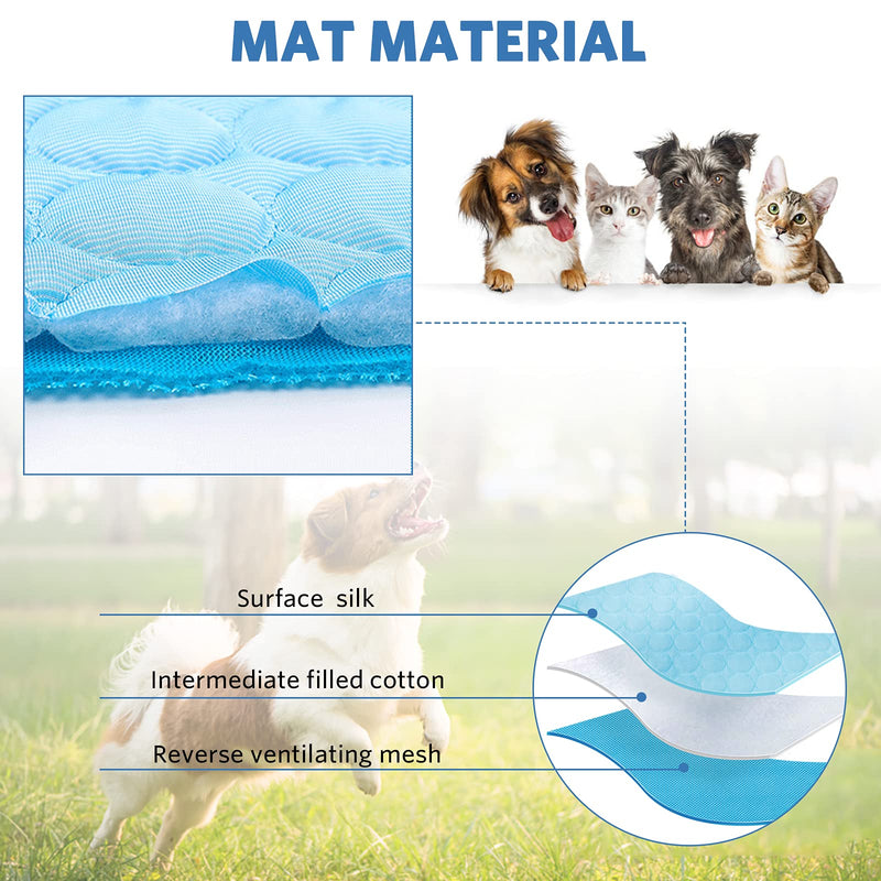 Cooling Mat for Dogs Breathable Pet Pad Dog Mat Portable Washable Mat Sleep Bed for Puppys Cats, Kennels, Crates, Kennel 22*28 Inch Blue - PawsPlanet Australia