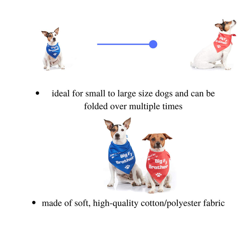 [Australia] - Odi Style Big Brother Dog Bandana - 2 Pack Dog Bandanas Big Brother Printed, Big Brother Bandana for Small, Medium, Large Dogs, Pregnancy Announcement Pet Dog Accessories Scarf, Blue and Red 