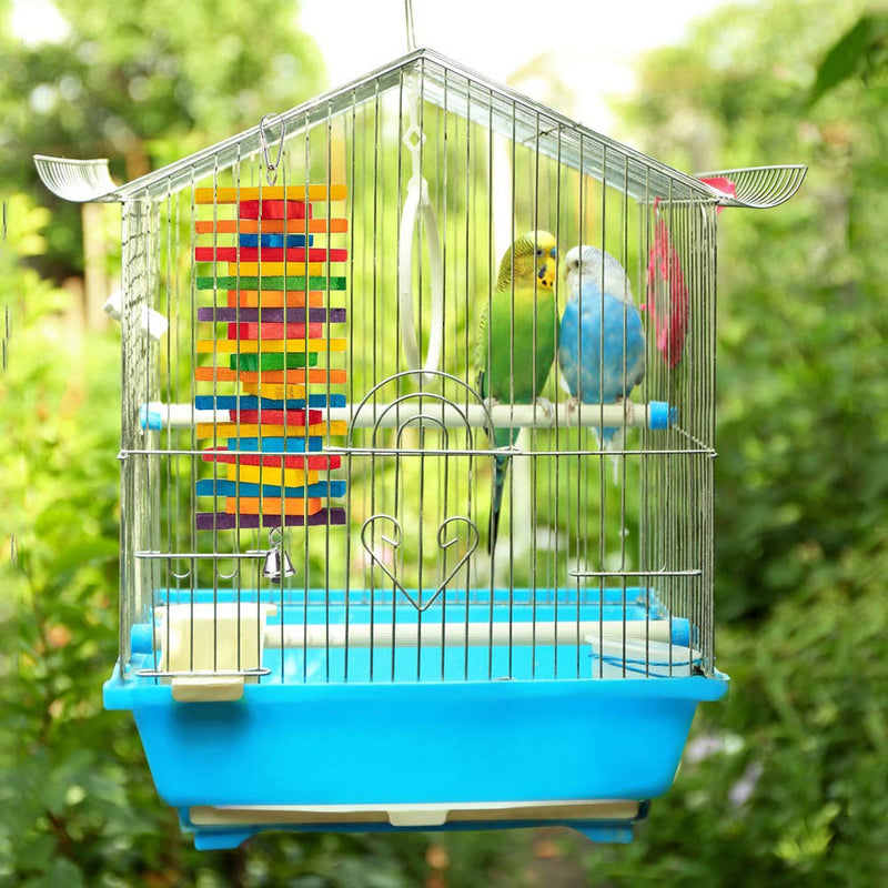 [Australia] - Coppthinktu Bird Toys, 2 Pack Parrot Bird Chew Toy with Bell, Parrot Bird Chew Toy Multicolored Wooden Block Bite Toys, Wooden Block Bird Parrot Toys for Small and Medium Birds 