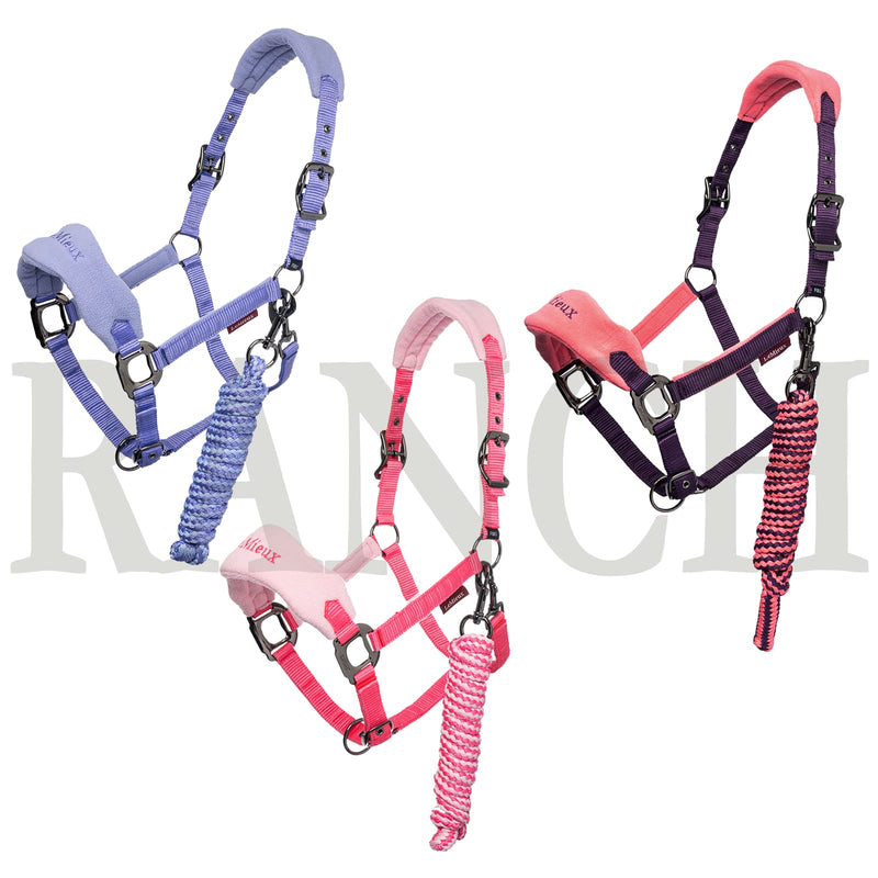 LeMieux Vogue Fleece Headcollar & Rope - Bluebell Full - PawsPlanet Australia