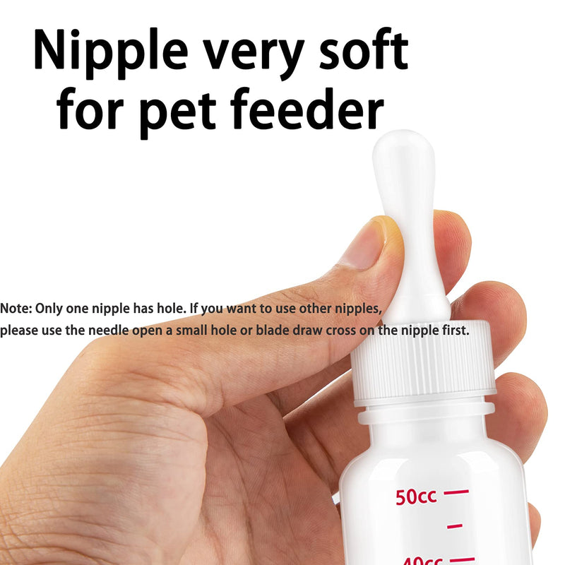 PUFEUOO 4Pcs 50ml Pet Feeding Bottle Kitten Puppy Feeding Bottles with Different Nipples for Newborn Animal Feeder - PawsPlanet Australia