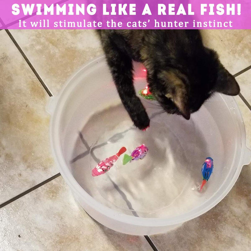 Swimming Robot Fish for Cats, Interactive Cat Fish Toys Fish Tank Toy with LED Light Cat Toy Dog Toy Swimming Bath Plastic Fish Toy, Cat Exercise to Stimulate Your Pet's Hunter Instincts ( 4 PCS ) - PawsPlanet Australia