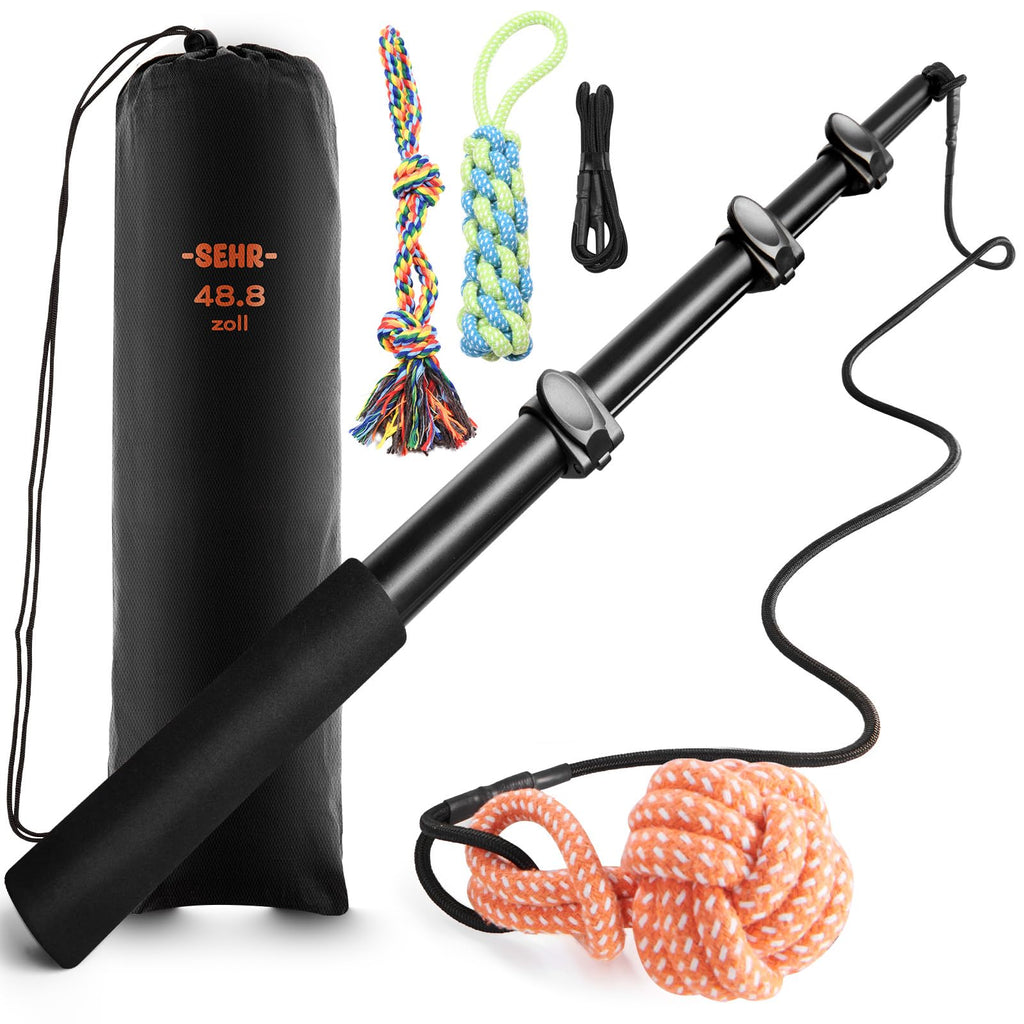 PICK FOR LIFE Stimulating rod for dogs, professional stimulating rod for dogs, length adjustable with 3 dog toy ropes, robust and lightweight large dogs, interactive dog toy for training, including replacement rope, manual - PawsPlanet Australia