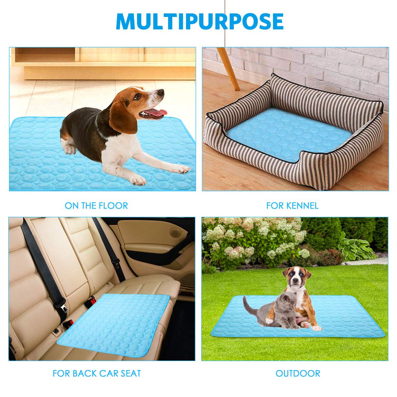 Dog Cooling Mat Pet Cooling Pad Dogs&Cats Self Cooling Sleep Bed Washable Ice Silk Pet Kennel Sofa Bed Floor Blanket Travel Car Seats (2822in, Blue) 28*22in - PawsPlanet Australia