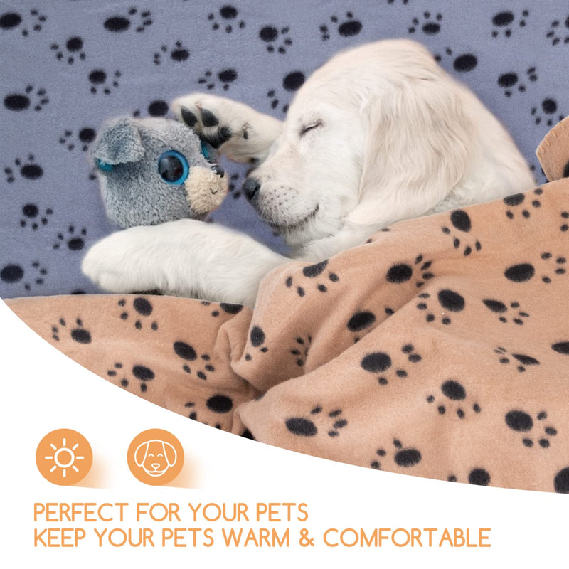 3 Pack Puppy Blanket, Nobleza Super Soft Dog Blanket with Cute Paw Prints Washable Premium Warm Dog Blankets for Small Dogs Kitten and Other Small Animals, 30" × 30" 30*30 in - PawsPlanet Australia