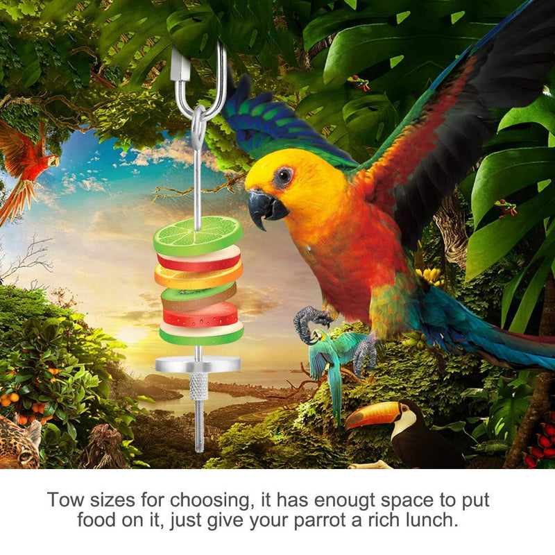Parrot Skewer, Stainless Steel Parrot Fruit Vegetable Meat Food Stick Holder Small Animal Bird Hutch Cage Foraging Toy Parrots Treating Tool (S+L) S+L - PawsPlanet Australia