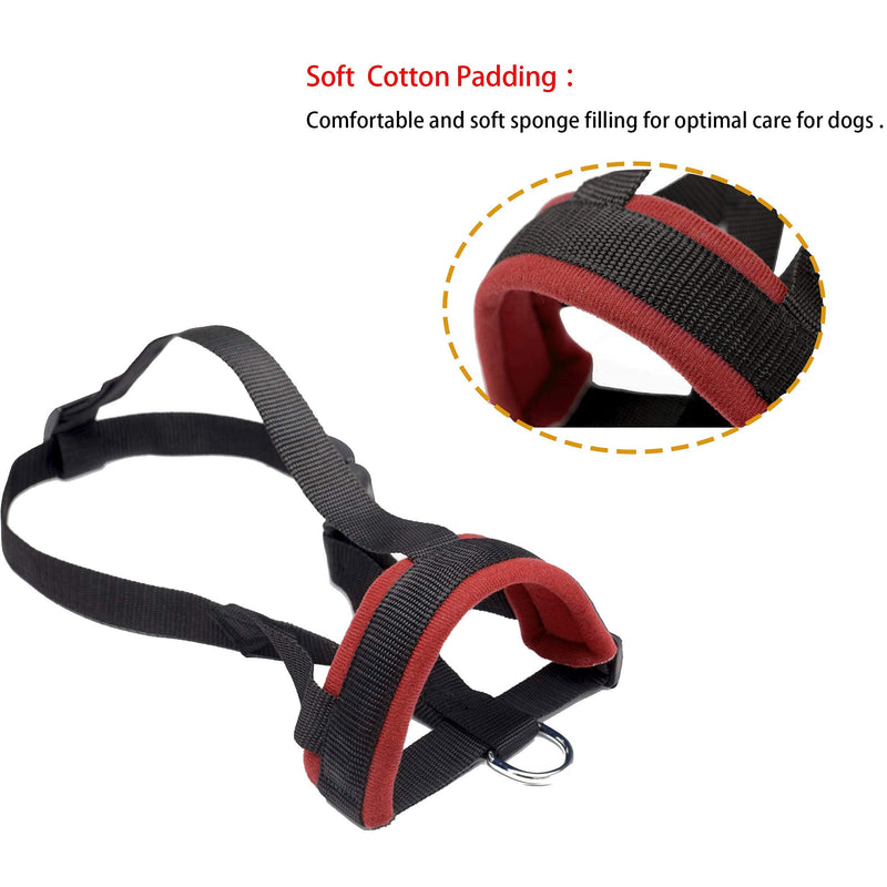 ILEPARK Dog Muzzle Soft Nylon Pet for Small, Medium and Large Dogs, Prevents Biting, Barking and Chewing Adjustable (XXL, Red) XXL Red - PawsPlanet Australia