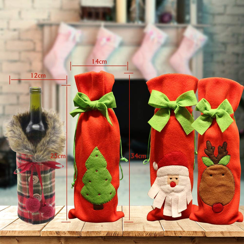 TOULIFLY Wine Bottle Cover,Sweater Wine Cover,Sweater Wine Bottle Bags,Wine Bottle Dress,for Christmas Party Wine Bottle Decorations,with Newest Collar,Drawstring and Button Coat Design - PawsPlanet Australia