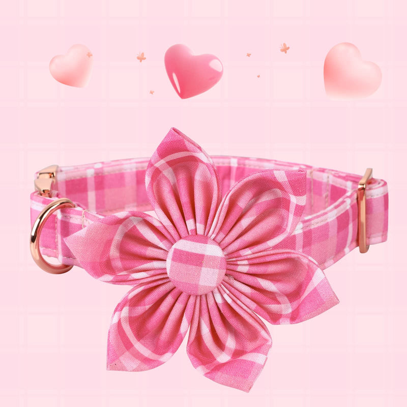 Lionheart Glory Dog Collar, Dog Collar with Flower, Cute Floral Pattern Pet Collar Adjustable Dog Collar for Small Medium Large Dogs X-Small (Pack of 1) 1Pink Love - PawsPlanet Australia