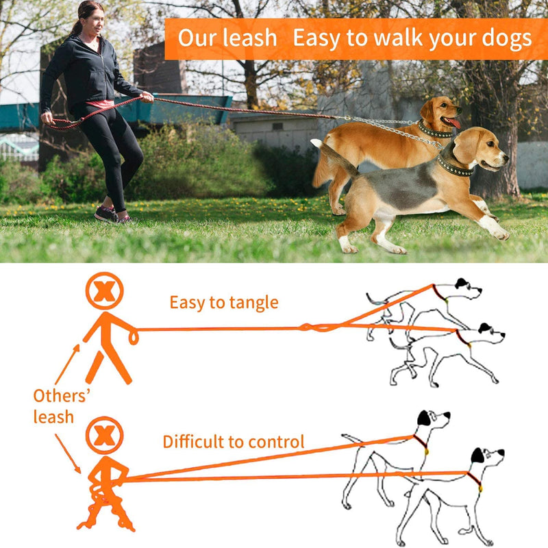 Metal Double Dog Leash Dog Leash Double Leash for 2 Dogs, 60 cm Double Dog Heavy Duty Steel Chain Lead Hiking Leash Double Metal Leash for Dogs Double Leash for Two Dogs Chain - PawsPlanet Australia