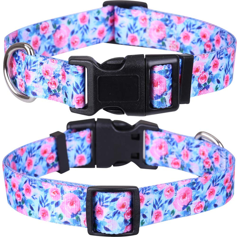 2 Pack Dog Collar Floral Adjustable Nylon Pet Collars for Small Medium Large Dogs Puppy - PawsPlanet Australia