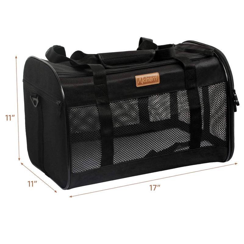 Akinerri Airline Approved Pet Carriers,Collapsible Soft Sided Pet Travel Carrier for Dogs and Cats, Cat Carrier Pet Carries for Small Medium Cats Black - PawsPlanet Australia
