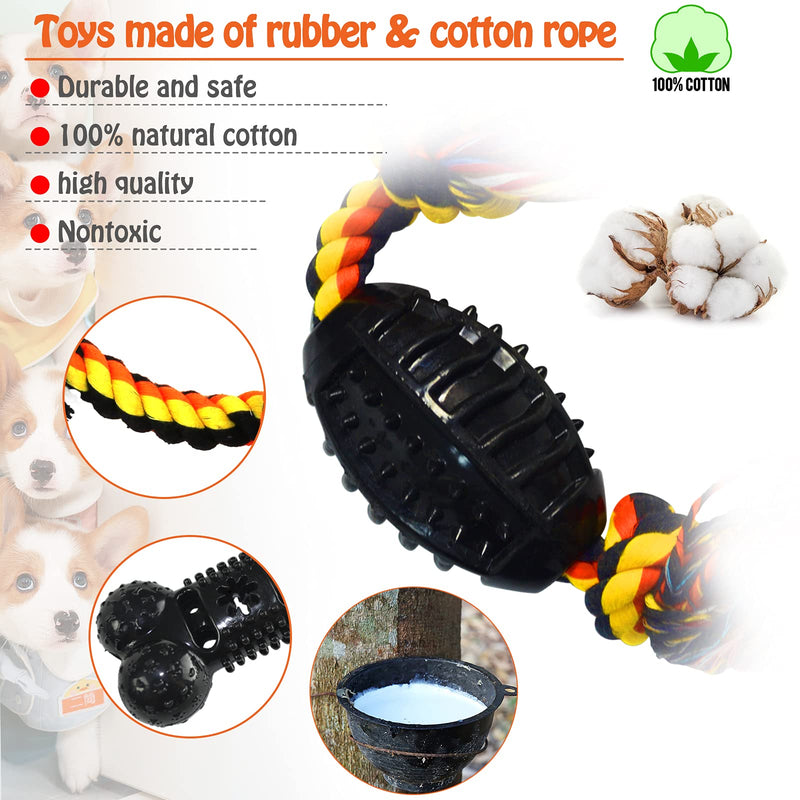 Yipetor Durable Dog Chew Toys, Rubber Toy Set, Pet Cotton Knot Rope Ball, Indestructible, Interactive and Relieve Boredom, Tug of War, Teething, Training, Best Gift for Small/Medium Dogs(6 Pack) - PawsPlanet Australia