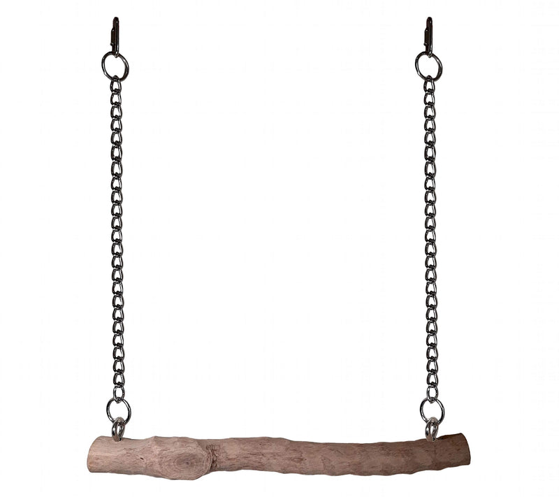 [Australia] - CraftMaven Coffeewood Bird Swing - 100% Natural Wood Cage Accessories for Medium to Large Pet Birds - Real Wooden Branch with Safe Metal Fixtures - Cozy and Decorative Hanging Playground and Perch 