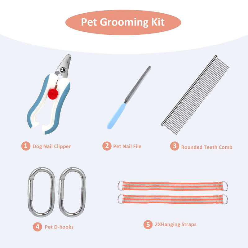IOKHEIRA Dog Grooming Hammock, Dog Grooming Harness with Grooming Kit Brushes, Pet Holder Harness for Dog Cat Bathing, Grooming, Nail Trimming, Claw Care, Pet Stuff Helper, Pet Comb (L) (S, Orange) 1 Count (Pack of 1) - PawsPlanet Australia