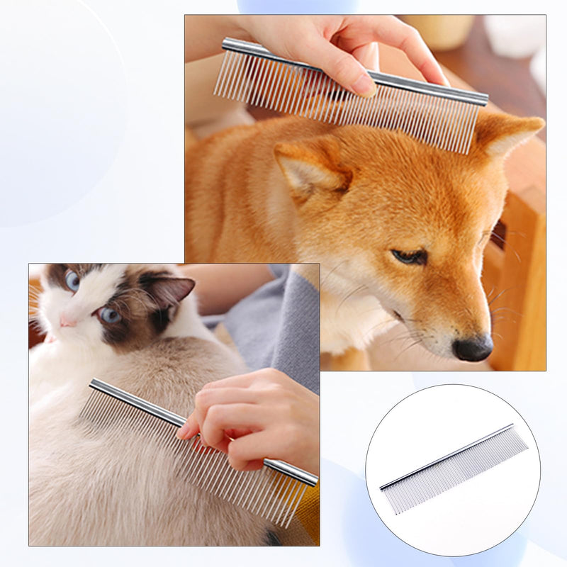 Wasuqo 1pcs2-in-1 Detangling Stainless Steel Dog Comb, Smoothing Design, Pet Steel Comb with Rounded Ends Stainless Steel TeethIdeal for Cats and Dogs and Pet Grooming Combs - PawsPlanet Australia