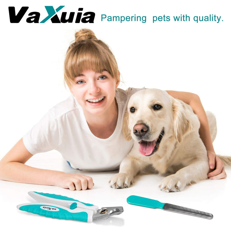 vaxuia Professional Dog Nail Clippers For Small Medium Large Dog Breeds-With Quick Safety Guard to Avoid Overcutting-Unique 45 ° Tip Blades- Nail File Included - PawsPlanet Australia