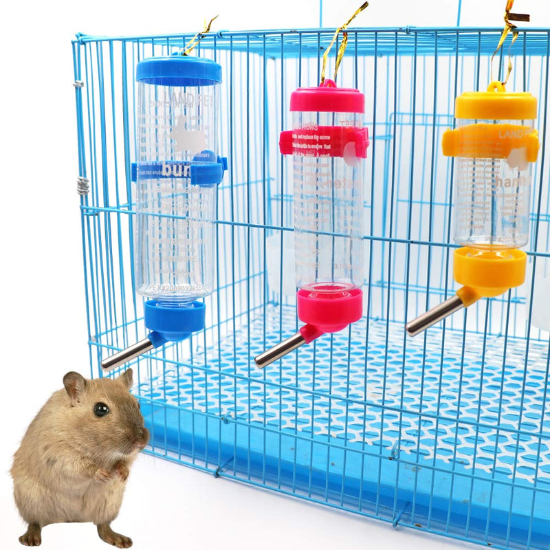 M.Z.A 3Pcs Hamster Water Bottle, 80ml 125ml 250ml Automatic Hanging Rabbit Pet Waterer Feeder No Drip Leak Proof for Hedgehog Rabbit Squirrels Gerbils Guinea Pig Dwarf Chinchilla - PawsPlanet Australia