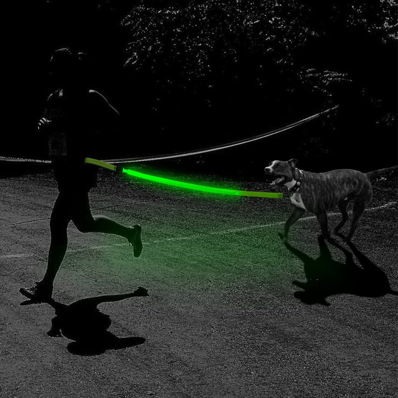 [Australia] - HiGuard LED Dog Leash - USB Rechargeable 4ft/120cm Long Nylon Webbing Pet Safety Leash - 3 Flashing Modes Light Up Perfect for Night Walking Neon Green 