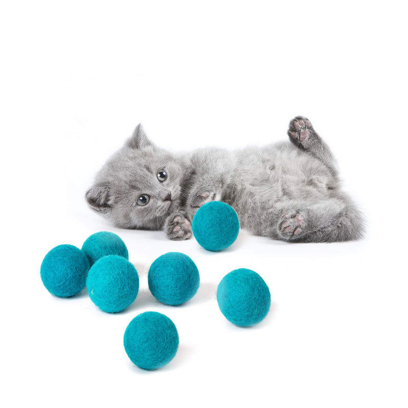 [Australia] - MEOWFIA Wool Ball Toys - 6-Pack 1,5 INCHES AQUA 