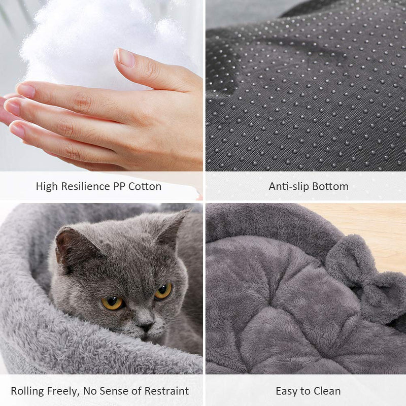 [Australia] - Cat Bed - Heart Pet Bed for Cats or Small Dogs, Ultra Soft Short Plush, Anti-Slip Bottom, Washable High Resilience PP Cotton, Comfortable Self Warming Autumn Winter Indoor Sleeping Cozy Kitty Teddy 