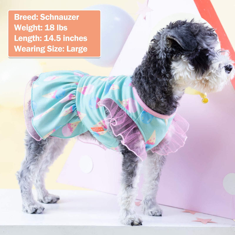 kyeese Dog Dress Icecream Dogs Sundress Tulle with Ruffle Sleeves Puppy Dress Dog Clothes XS (2.5-4lbs) - PawsPlanet Australia