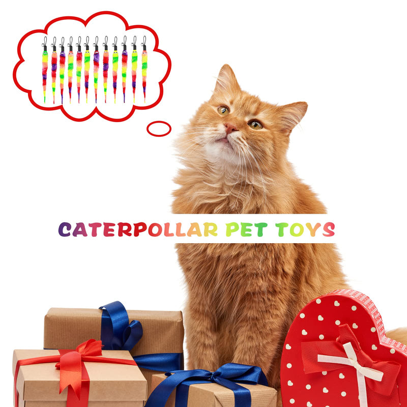 Cobee Cat Toy Worms, Pack of 12 Cat Rainbow Worm Toy Refills Funny Interactive Colorful Fluffy with Bell Cat Chaser Toy Kitten Wand Replacement Toy - PawsPlanet Australia