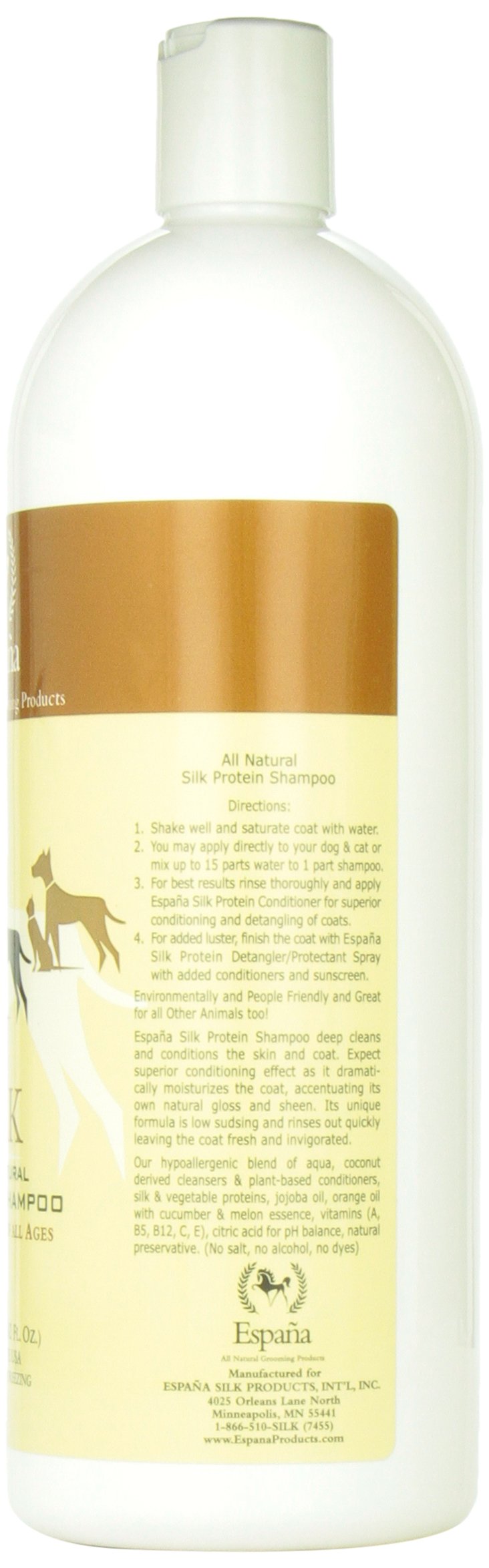 [Australia] - Espana Silk ESP0030DC Specially Formulated Silk Protein Shampoo for Dogs and Cats 1L-33.82 Ounce Dog and Cat 