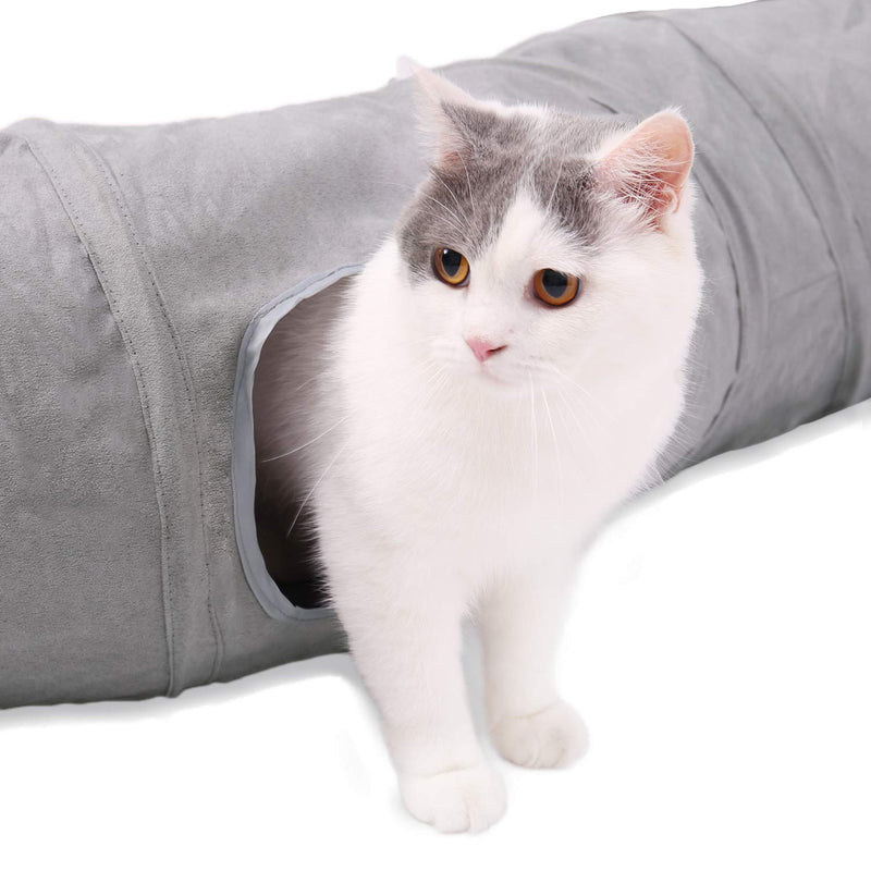 Ohana Beautiful Foldable Cat Tunnel Cat Toy with Ball Rustling Tunnel for Cats Puppies Rabbits or Small Animals Gray Shape S - PawsPlanet Australia
