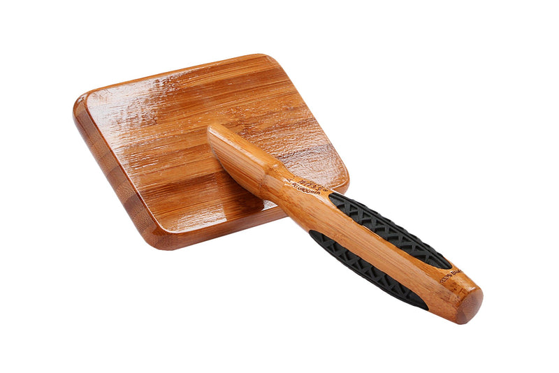 [Australia] - Bass Brushes Large Slicker Style Pet Brush with Bamboo Wood Handle and Rubber Grips 